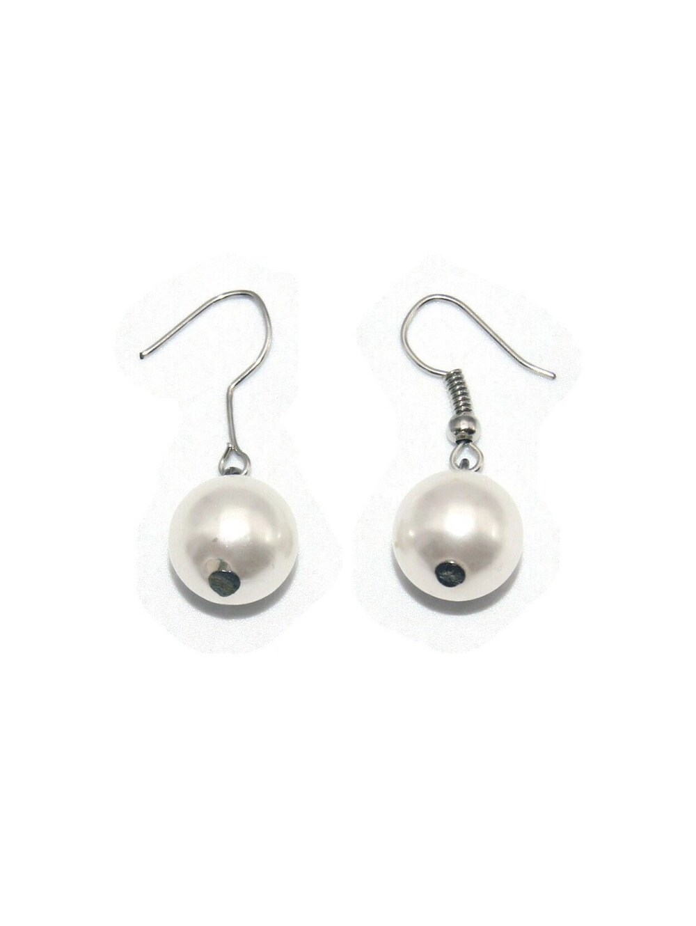 Classic Vintage Faux Pearl Dangle Earrings with Hook Backs for Pierced Ears.